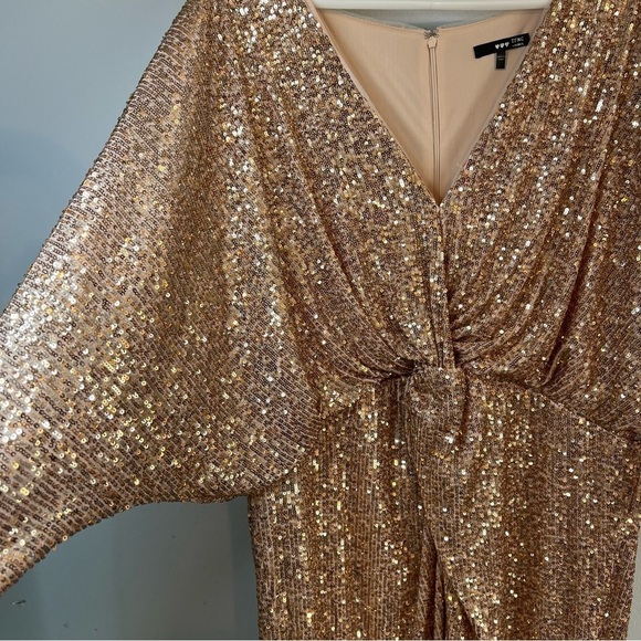 TFNC V Neck Sequins Midi Dress Plus Sz 22 Maternity Golden Party Formal Cocktail - Picture 13 of 16